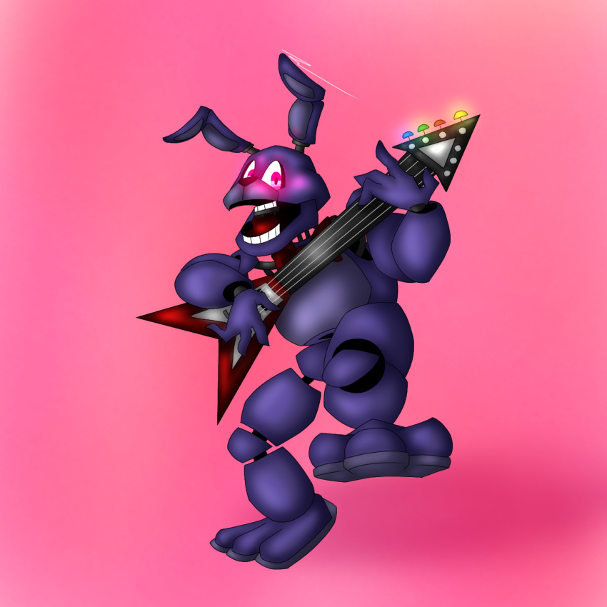 animatronic anthro bonnie_(fnaf) bow_tie five_nights_at_freddy's guitar hi_res lagomorph leporid machine male mammal musical_instrument passiona_roo plucked_string_instrument purple_body rabbit robot scottgames solo string_instrument