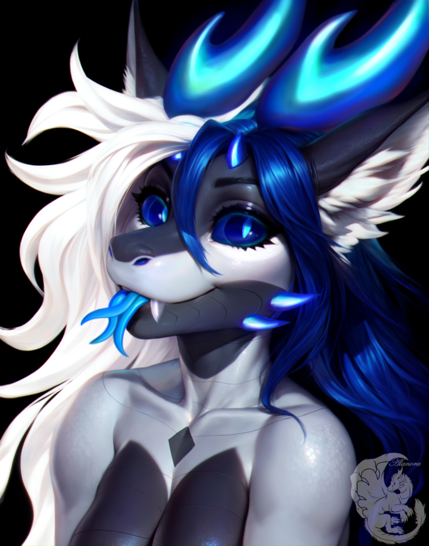 alanora blep digital_media_(artwork) dragon fluffy furry glowing hi_res icon invalid_tag portrait scalie sfw tongue tongue_out unusual void_dragon