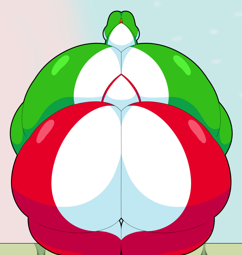 absurd_res ambiguous_gender anthro big_butt butt cyandrive98 dinosaur duo green_yoshi hi_res huge_butt huge_hips huge_thighs hyper hyper_butt mario_bros multicolored_body nintendo nude red_yoshi reptile riding scalie thick_thighs two_tone_body wide_hips yoshi