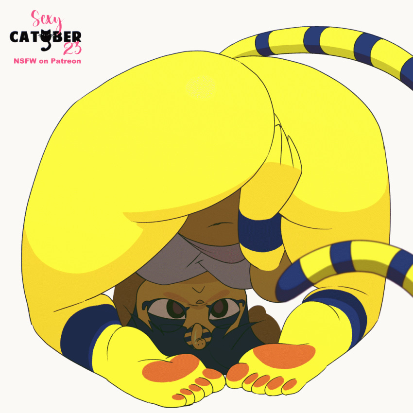 1:1 animal_crossing animated ankha_(animal_crossing) anthro big_butt bottomless butt clothed clothing domestic_cat felid feline felis feliscede female fingering fingering_self looking_back mammal masturbation nintendo short_playtime solo