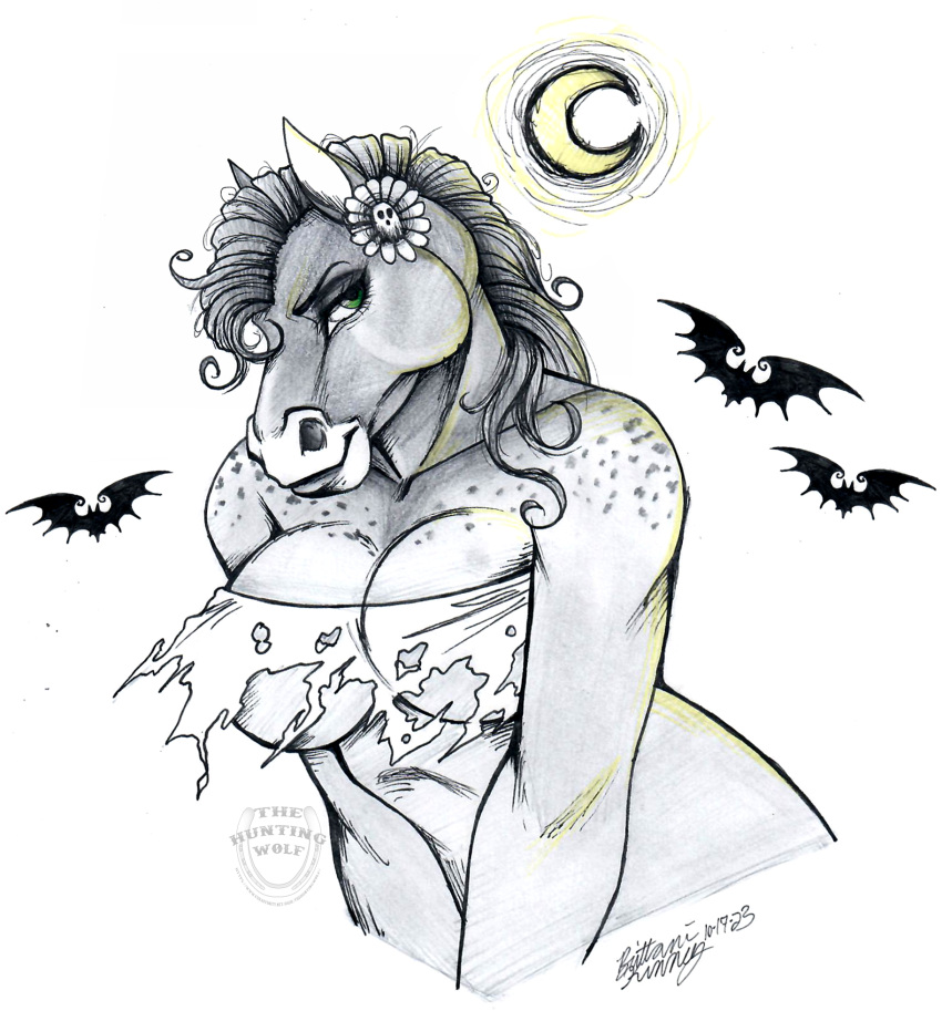 anthro autumn bat creepy equid equine fall_(disambiguation) female halloween hart heather hi_res holidays hooves horse horsey humanoid invalid_tag jaynedoeequine mammal moon pin_(disambiguation) pinup pony pose solo spooky_(disambiguation) thehuntingwolf up western