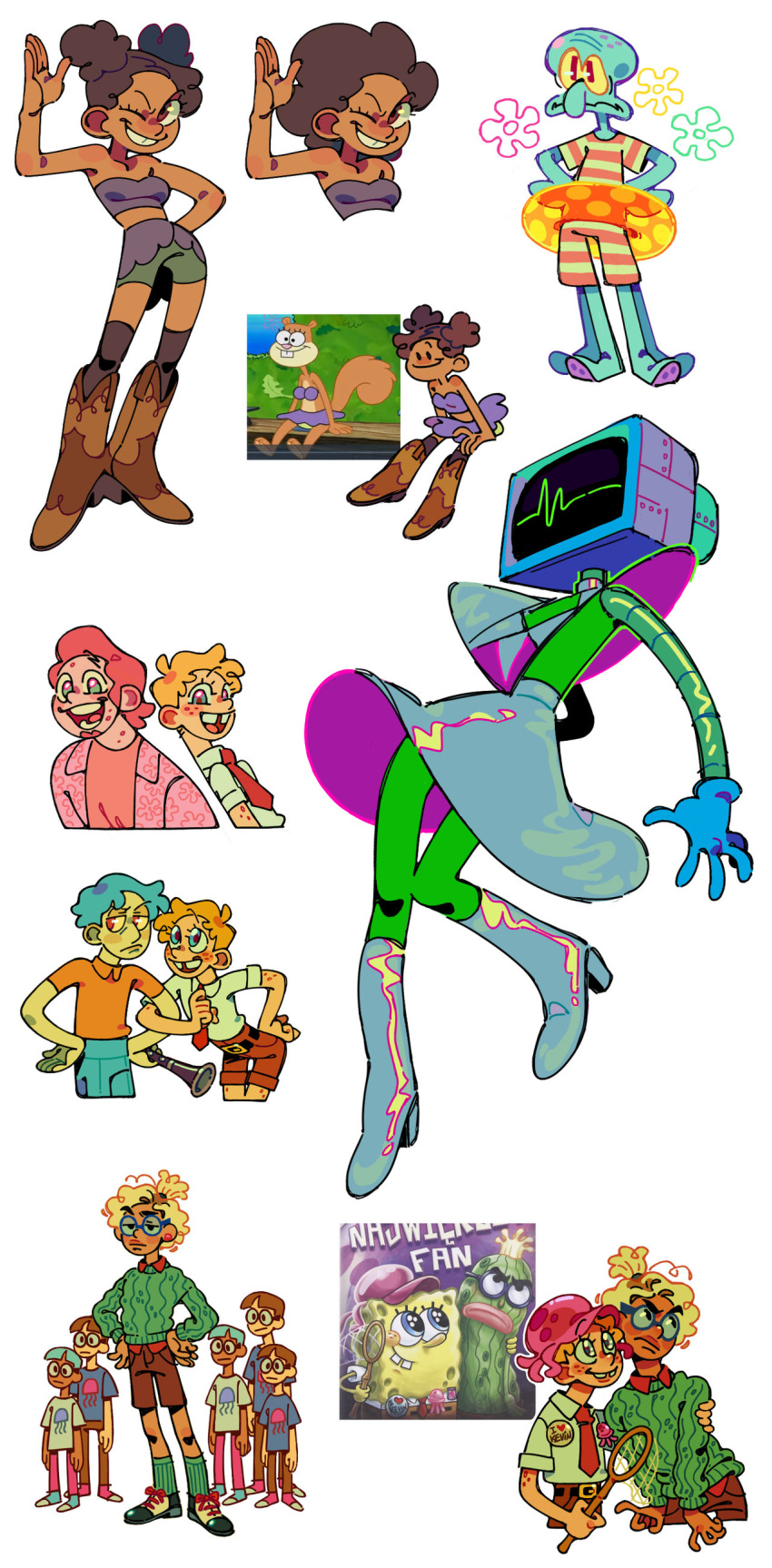 absurd_res ambiguous_gender anthro bottomwear cephalopod clarinet clothed clothing coleoid dress echinoderm echinozoan female for_a_head frown fully_clothed gloves group hair handwear hat headgear headwear hi_res human humanoid karen_plankton kevin_c._cucumber male mammal mao_draws marine mollusk musical_instrument net nickelodeon object_head octopodiform octopus patrick_star reference_image sandy_cheeks screen screen_face screen_head sea_cucumber sea_sponge shorts skirt smile spongebob_squarepants spongebob_squarepants_(character) swimwear television toony tv_head wind_instrument woodwind_instrument
