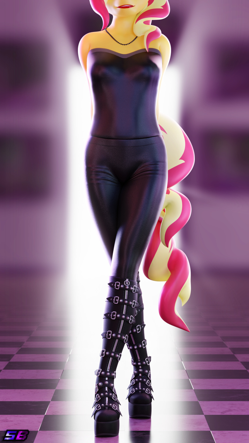 absurd_res black_clothing boots clothing equestria_girls equid equine female footwear fur hair hasbro hi_res jewelry knee_boots knee_highs legwear lipstick makeup mammal multicolored_body multicolored_fur multicolored_hair my_little_pony necklace red_hair red_lipstick red_tail shadowboltsfm solo sunset_shimmer_(eg) tail two_tone_body two_tone_fur two_tone_hair yellow_body yellow_fur yellow_tail