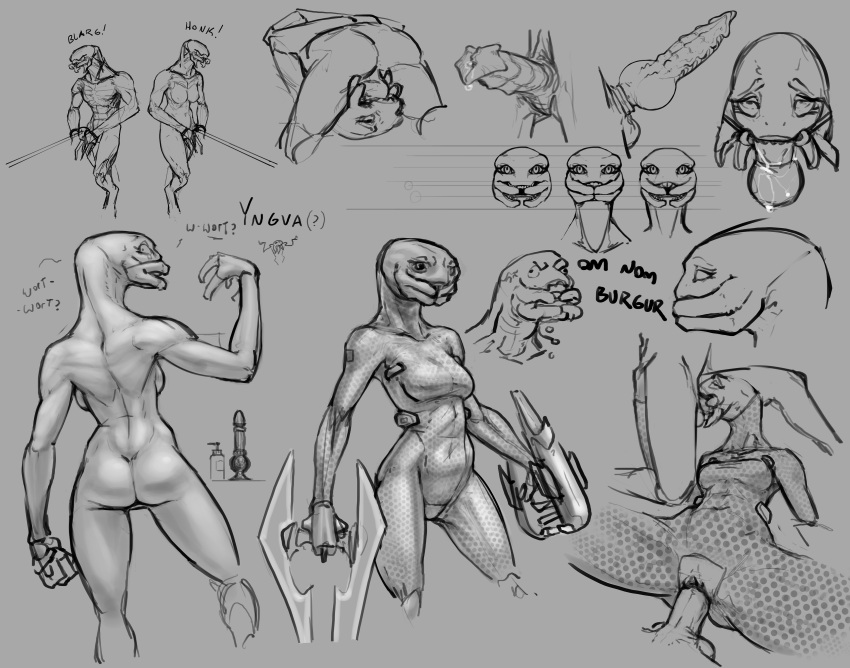 absurd_res alien bodysuit bound clothing deep_throat dildo duo energy_sword female genitals halo_(series) hi_res irrumatio lotion male male/female mandibles melee_weapon microsoft model_sheet oral penile penis plasma_rifle_(halo) sangheili science_fiction sex sex_toy sketch skinsuit sword throat_swabbing tight_clothing vaginal wandering_lizardfolk weapon xbox_game_studios yngva_(wandring_lizardfolk)