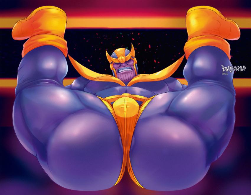 alien barajockstrap clothed clothing hi_res humanoid male marvel muscular muscular_humanoid muscular_male muscular_thighs partially_clothed purple_body purple_skin solo thanos titanian
