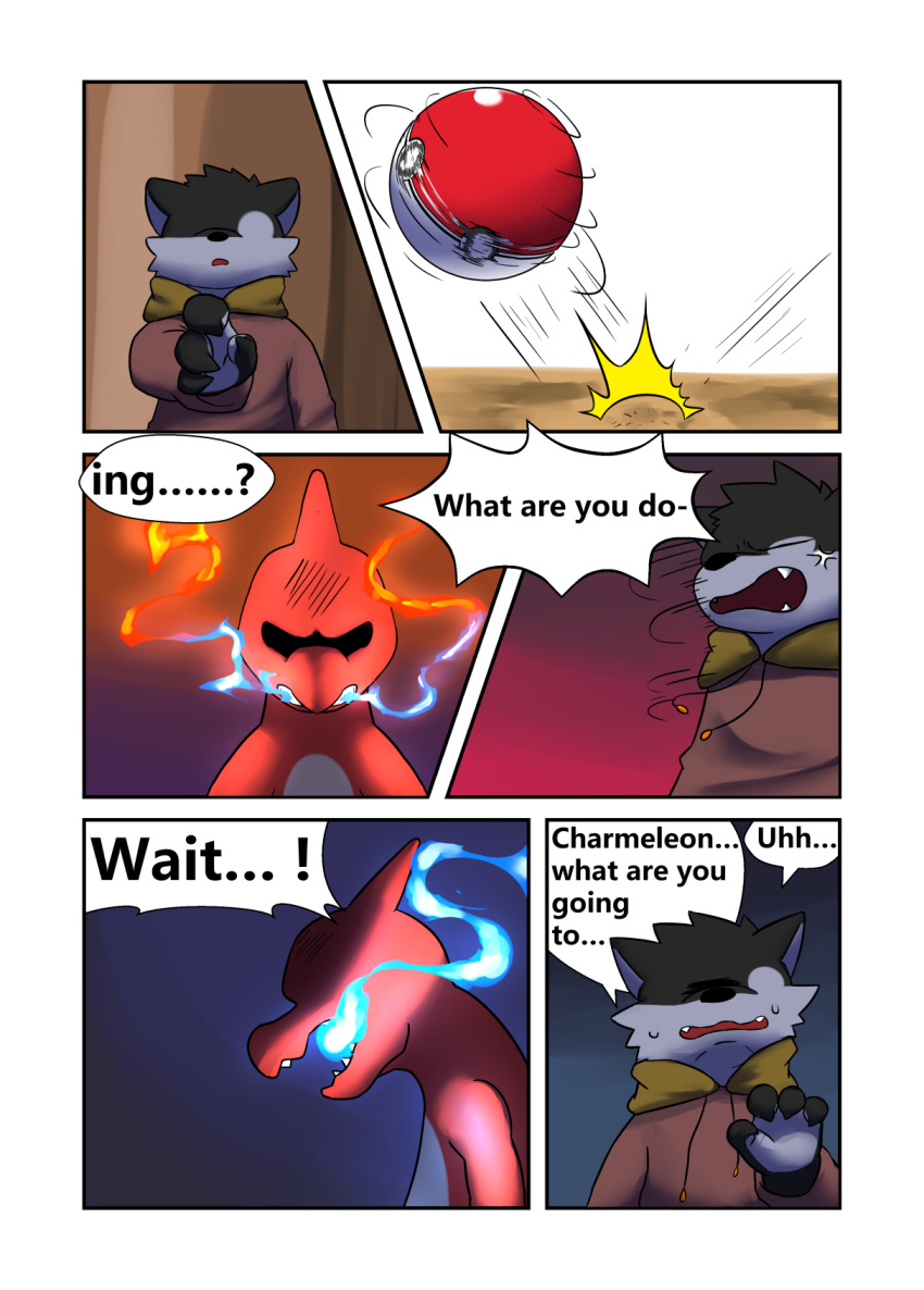 charmeleon comic darrow0 english_text fire forest generation_1_pokemon hi_res nintendo plant pokeball pokemon pokemon_(species) speech_bubble text tree video_games