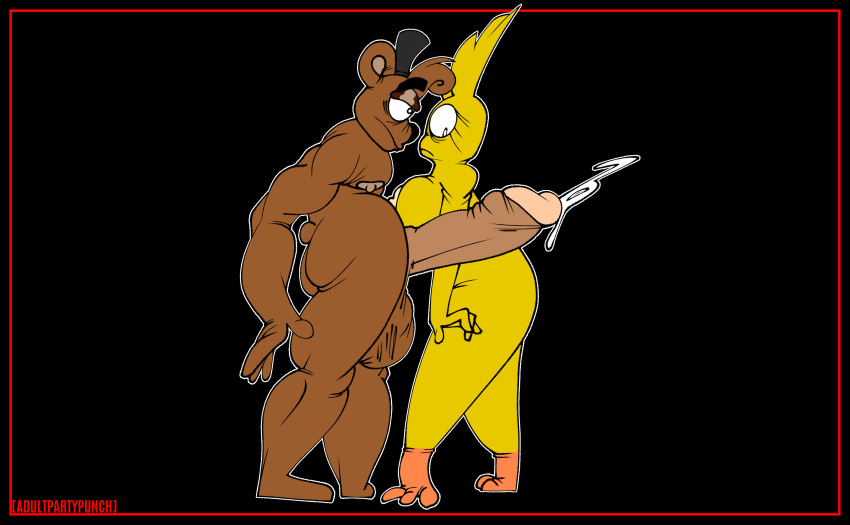 adultpartypunch animatronic anthro balls big_balls big_butt big_penis bodily_fluids breasts butt chiclet_(roommates) digital_media_(artwork) duo erection female five_nights_at_freddy's five_nights_at_freddy's_2 freddy_(fnaf) frederick_(roommates) genital_fluids genitals hi_res huge_balls huge_butt huge_penis hyper hyper_balls hyper_genitalia hyper_penis imminent_sex machine male male/female nude penis robot roommates:motha roommates_(comic) scottgames simple_background thick_thighs toony toy_chica_(fnaf) wide_hips