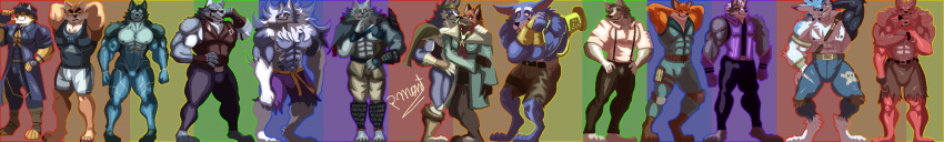 anthro bandai_namco barazoku barrel_(live_a_hero) beard blue_body blue_fur blush breke canid canine canis capcom claws clothing coyote darkstalkers digimon digimon_(species) digital_media_(artwork) domestic_dog embrace epic_games eye_patch eyewear facial_hair fennix_(fortnite) five_nights_at_freddy's five_nights_at_freddy's_4 fortnite fox foxy_(fnaf) freddy_(dislyte) fur group hi_res jon_talbain kemo_coliseum lambert_(kemo_coliseum) law_(sdorica) league_of_legends lgbt_pride lifewonders live_a_hero long_image love male male/male mammal mature_anthro mature_male muscular muscular_anthro muscular_male nightmare_foxy_(fnaf) nintendo orange_body orange_fur otake pinumontbalou pixel_(artwork) pride_colors rainbow_pride_colors riot_games scottgames star_fox sunglasses tokyo_afterschool_summoners volga warwick_(lol) were werecanid werecanine weregarurumon werewolf wide_image william_adler wolf wolf_o'donnell