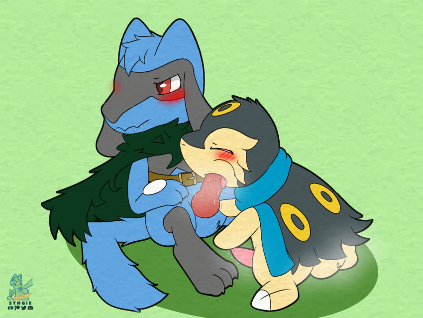 cyndaquil eeveelution generation_2_pokemon generation_4_pokemon hi_res hybrid_pokemon male nintendo oral pokemon pokemon_(species) riolu synge syngie_(artist) umbreon