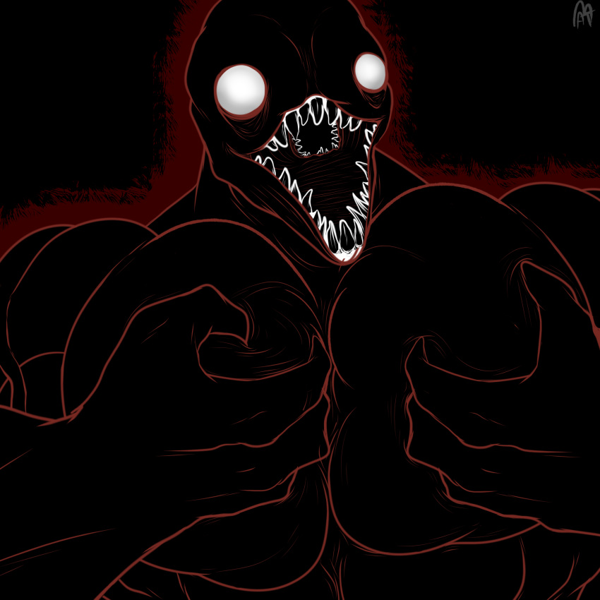 athan_the_monster big_muscles demon demon_humanoid faith_the_unholy_trinity fangs hi_res humanoid large_pecs male malphas muscular muscular_male nightmare_fuel pec_grab pecs simple_background solo teeth white_eyes