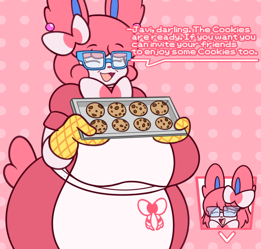 2023 age_difference anthro bakery baking_tray big_breasts blue_eyewear blue_glasses breasts clothing cookie daughter duo ear_piercing eeveelution english_text eyewear female food generation_6_pokemon glasses gloves hair handwear happy hi_res holidays huge_breasts huge_thighs javi's_mother_(mintyspirit) javisylveon_(mintyspirit) mature_female mintyspirit mother mother's_day mother_and_child mother_and_daughter nerd nintendo older_female open_mouth oven_gloves oven_mitts parent parent_and_child piercing pink_hair pokemon pokemon_(species) slightly_chubby smile sylveon text thick_thighs