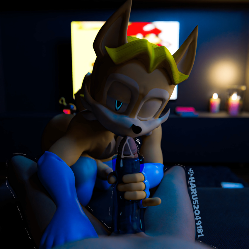 3d_(artwork) anal_beads anthro antoine_d'coolette archie_comics armwear bed blender_(disambiguation) blonde_hair blue_clothing blue_eyes bodily_fluids brown_body brown_fur clothing digital_media_(artwork) duo elbow_gloves english_text fur furniture genital_fluids genitals girly gloves hair handwear harubug hi_res human kissing legwear looking_at_viewer male male/male mammal multicolored_body multicolored_fur on_bed penetrable_sex_toy penis penis_kissing precum precum_on_penis sega sex_toy sonic_the_hedgehog_(archie) sonic_the_hedgehog_(comics) sonic_the_hedgehog_(series) stockings text two_tone_body two_tone_fur