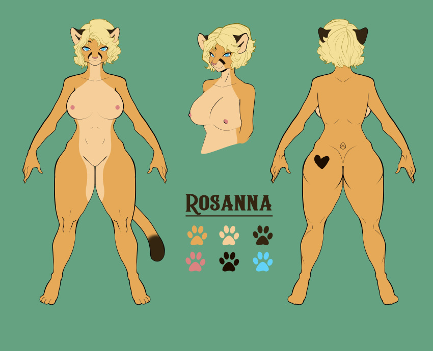 &lt;3 absurd_res anthro beatleboy62 blue_eyes cougar digitigrade felid feline female hi_res mammal model_sheet nude rosanna_(beatleboy62) solo