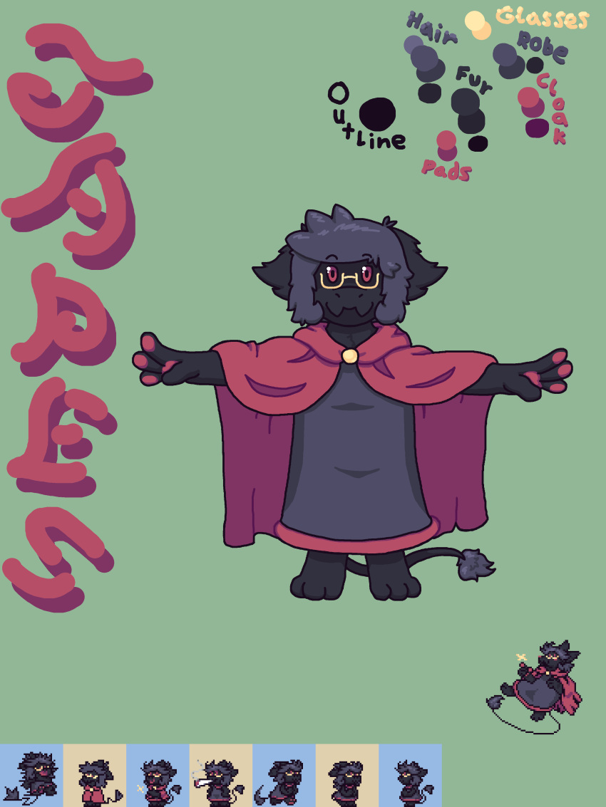 absurd_res ambiguous_gender animated anthro cloak clothing digital_drawing_(artwork) digital_media_(artwork) drugs eyewear glasses hi_res japes_(lifeisweird) japesofgrapes marijuana model_sheet monster pawpads paws pixel_(artwork) pixel_animation robe short_playtime solo unknown_species