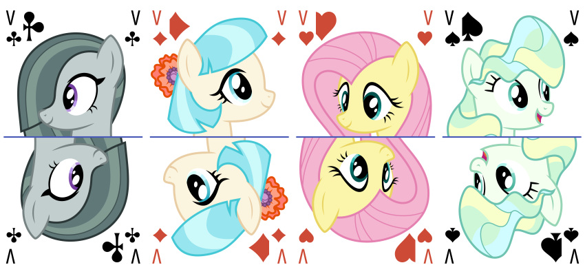 2023 absurd_res accessory alpha_channel blonde_hair blue_hair card coco_pommel_(mlp) earth_pony equid equine female feral flower flower_in_hair fluttershy_(mlp) fortune_telling friendship_is_magic grey_body grey_hair group hair hair_accessory hair_over_eye hasbro headshot_portrait hi_res horse mammal marble_pie_(mlp) multicolored_hair my_little_pony one_eye_obstructed open_mouth open_smile parclytaxel pegasus pink_hair plant playing_card playing_card_template pony portrait simple_background smile tan_body tarot tarot_card vapor_trail_(mlp) white_background wings yellow_body