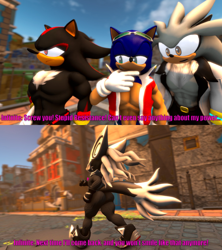 anthro big_butt butt butt_focus hi_res infinite infinite_(sonic) juicyducksfm male phantom_ruby poker_face sega shadow_the_hedgehog silver_the_hedgehog smile sonic_forces sonic_the_hedgehog sonic_the_hedgehog_(series) surprise surprised_expression