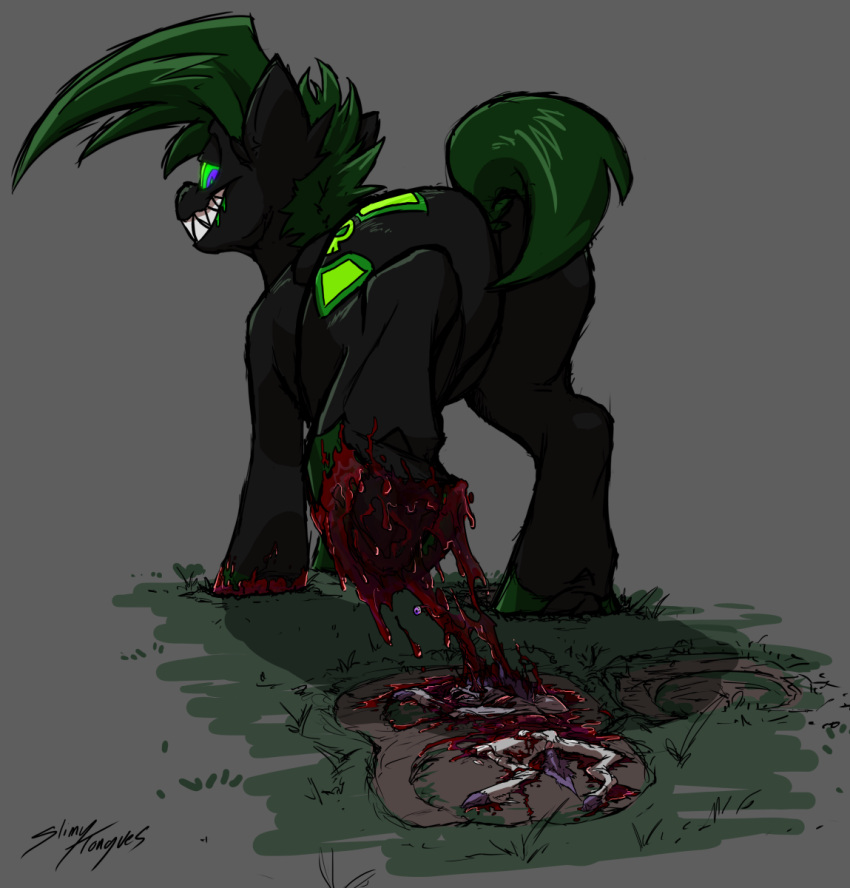 blood bodily_fluids crush equid equine gore hi_res horse macro male mammal micro pony size_difference