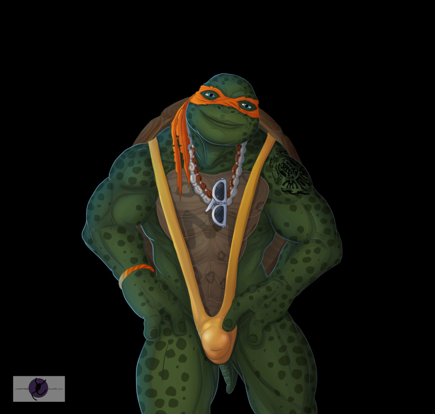 anthro biceps bulge green_body green_skin hi_res male melek90 michelangelo_(tmnt) muscular muscular_anthro muscular_male reptile scalie solo spots teenage_mutant_ninja_turtles teenage_mutant_ninja_turtles_(2014) turtle