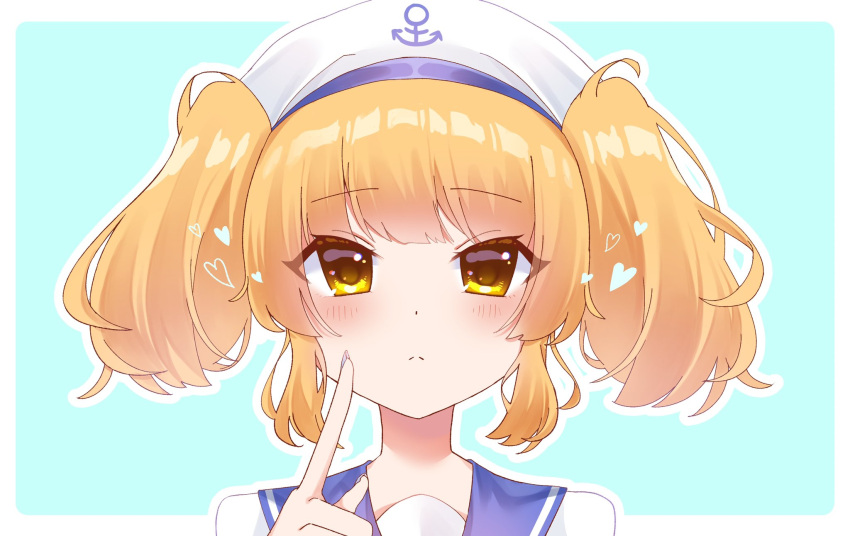 1girl blonde_hair blue_sailor_collar closed_mouth hat highres kitashirakawa_chiyuri milll_77 sailor sailor_collar sailor_hat sailor_shirt shirt solo touhou touhou_(pc-98) twintails two_side_up uniform upper_body yellow_eyes