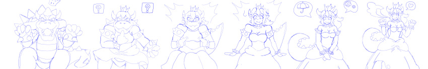 &lt;3 absurd_res animal_humanoid anthro armband blush bowser bowsette_meme bracelet breasts clothed clothing collar crown dress ear_piercing ear_ring eyelashes fangs female fungus gender_transformation growth hair hair_growth headgear hi_res horn humanoid jewelry koopa koopa_humanoid long_hair long_image male mario_bros medium_breasts meme mtf_transformation mushroom nintendo parasol piercing pose princess question_mark ring_piercing royalty scalie scalie_humanoid simple_background sketch solo species_transformation spiked_armband spiked_bracelet spiked_collar spikes super_crown surprised_expression teeth themaskofafox touching_own_breast transformation white_background wide_image