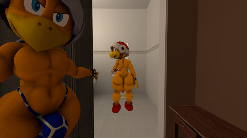 anthro armor boomerang_bro butt clothing corrupted_guardian duo fire_bro footwear genitals hammer_bro headgear helmet hi_res koopa looking_at_viewer male mario_bros mostly_nude nintendo penis scalie shoes thong underwear