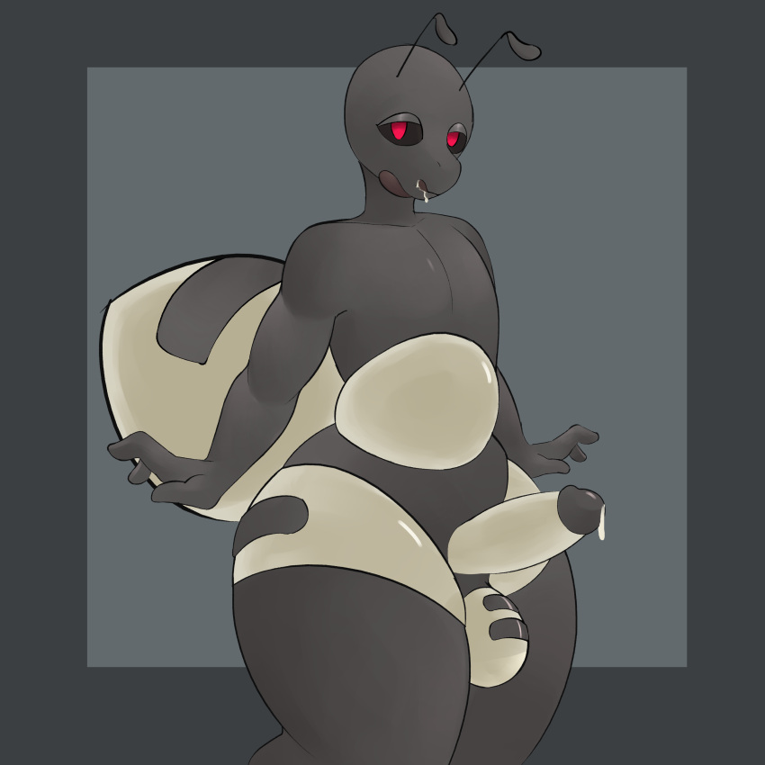absurd_res ant anthro arms_out arthropod arthropod_abdomen black_sclera bodily_fluids cum cum_inside cum_on_face drooling genital_fluids hi_res honeypot_ant hymenopteran i_will_dance_only_if_the_beat_is_funky insect leaking leaking_cum looking_at_viewer male saliva segmented_body solo tongue tongue_out translucent translucent_body wide_hips