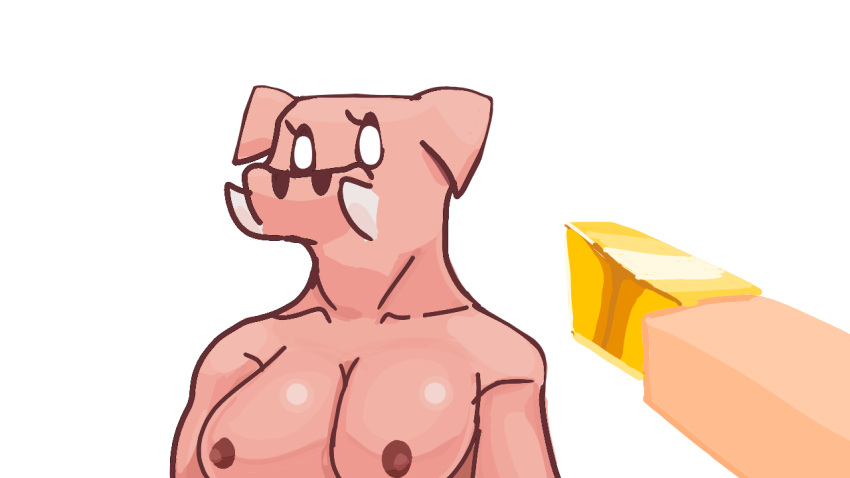 andromorph anthro big_breasts breasts domestic_pig female gold_(metal) horn human human_focus intersex leath mammal microsoft minecraft mojang monster nude nude_anthro nude_female pig_nose piglin pink_body solo suid suina sus_(pig) tomys white_eyes xbox_game_studios