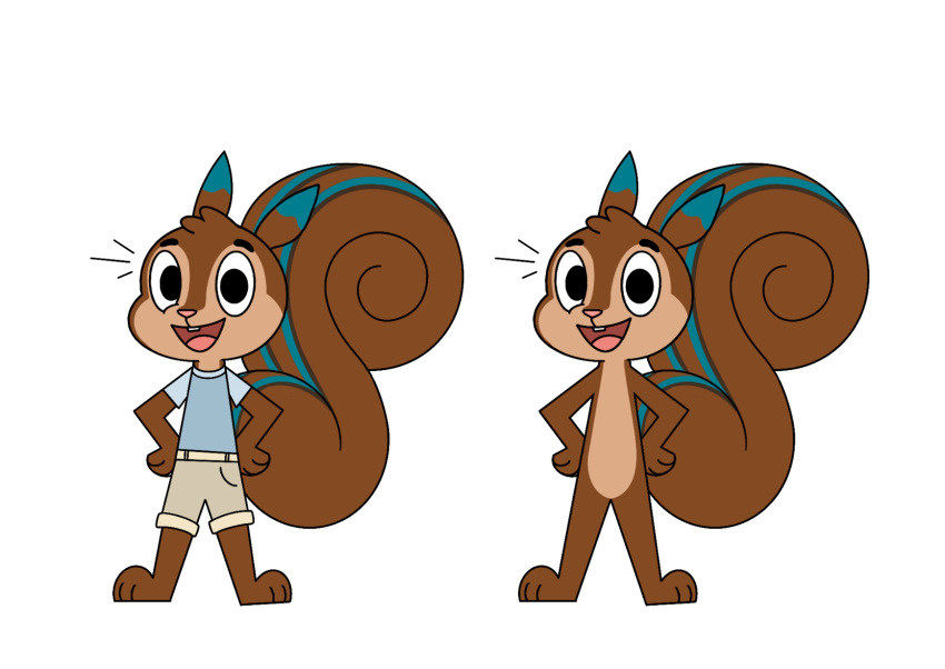 2d_(artwork) agender ambiguous_gender anthro black_eyes black_pupils blue_clothing brown_body brown_head brown_paws brown_tail cartoon_network clothed clothing creamygrapes hi_res mammal multicolored_body nude pink_nose pupils raised_tail rodent sci_(scimunk) sciurid smile solo standing tail the_amazing_world_of_gumball toony tree_squirrel two_tone_face