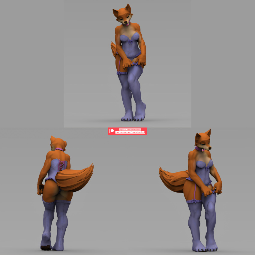 absurd_res anthro bambookat canid canine claws clothing disney female fox fox_tail hi_res legwear maid_marian mammal medieval medieval_clothing robin_hood_(disney) solo standing stockings