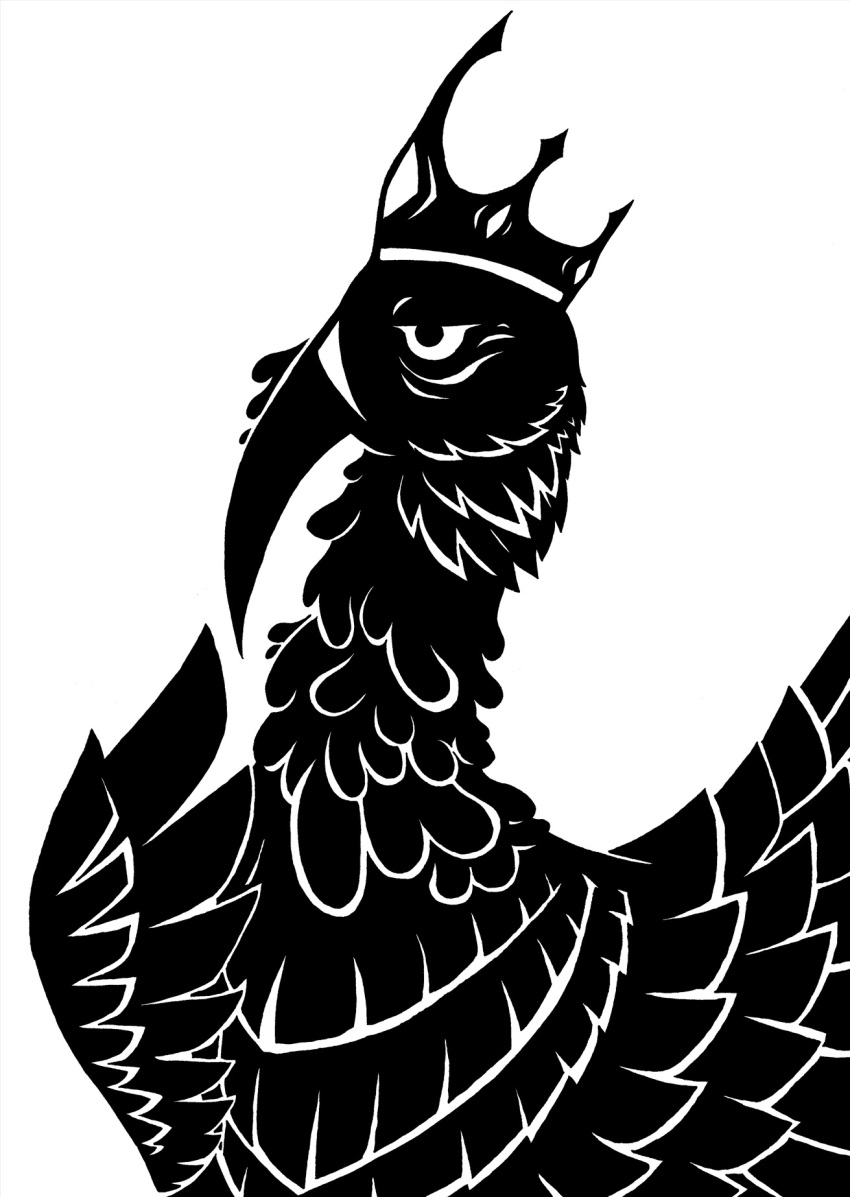 2014 avian avian_caruncle beak bird black_and_white clothing crown crown_only dewlap_(anatomy) digital_drawing_(artwork) digital_media_(artwork) feathered_wings feathers feral galliform half-closed_eyes half-length_portrait headgear headgear_only headwear headwear_only hi_res king male monochrome mostly_nude mostly_nude_feral narrowed_eyes naturally_censored neck_tuft phasianid portrait restricted_palette royalty scp-1827-3 scp_foundation side_view simple_background solo standing sunnyclockwork tuft turkey wattle white_background winged_arms wings
