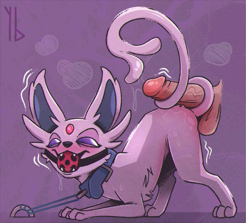 aroused ball_gag balls bestiality blush bodily_fluids butt collar disembodied_penis dripping drooling duo eeveelution erection espeon excited female feral gag generation_2_pokemon genital_fluids genitals hi_res human human_on_feral humanoid_genitalia humanoid_penis imminent_sex interspecies male male/female male_on_feral mammal nintendo penis pokemon pokemon_(species) pokephilia precum precum_drip precum_string presenting presenting_hindquarters restrained saliva sex size_difference tail tail_around_penis tail_fetish tail_play tail_sex tail_wrapped tailjob throbbing_penis yaldabroth