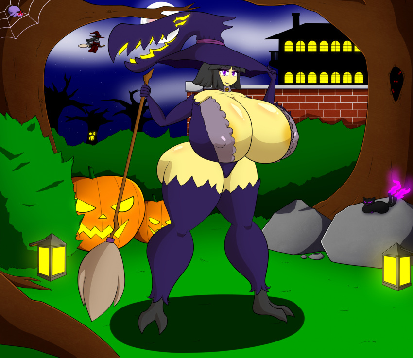 anthro big_breasts big_butt breasts butt cleavage clothed clothing female generation_3_pokemon hat headgear headwear hi_res huge_breasts huge_butt hyper hyper_breasts magic_user mawile nintendo pokemon pokemon_(species) rei_darkblade solo ultrazeta120 witch witch_hat