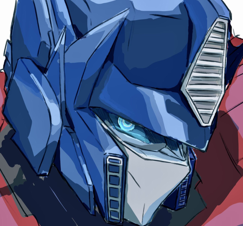 autobot blue_eyes close-up highres looking_at_viewer mecha no_humans optimus_prime portrait robot science_fiction sketch solo tanaki_bouei transformers white_background