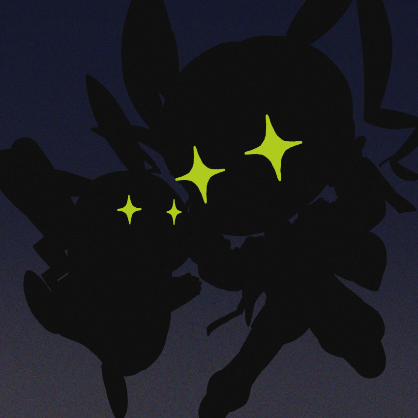 1girl dark dark_background full_body glowing glowing_eyes hatsune_miku highres looking_at_viewer nokomo pikachu pokemon pokemon_(creature) project_voltage vocaloid volt_tackle_(vocaloid)