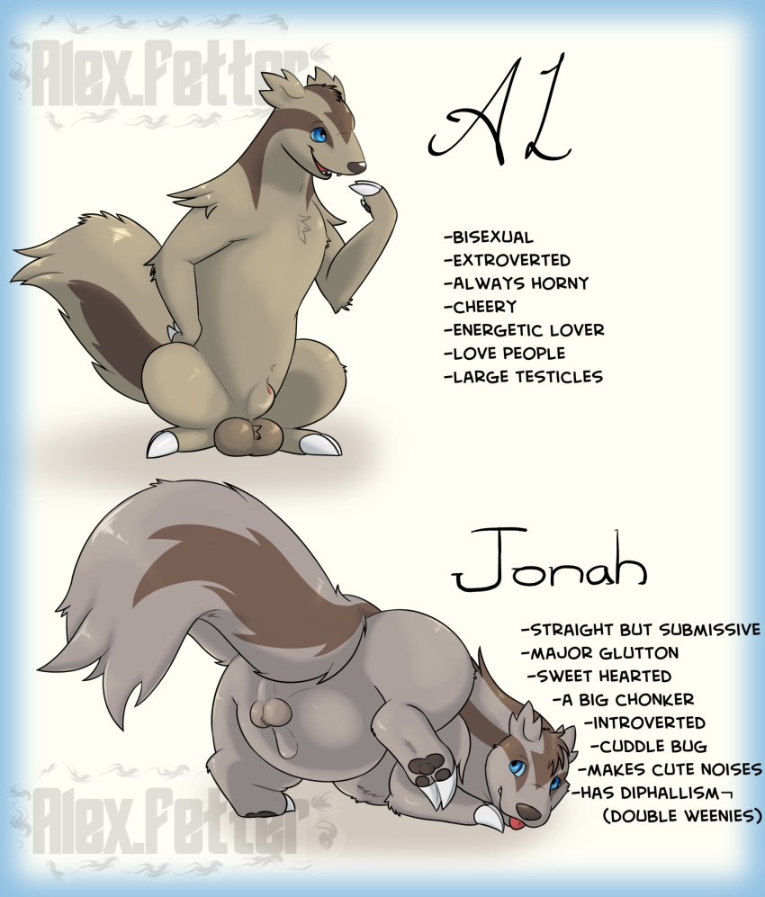 al_(alex.fetter) alex.fetter animal_genitalia balls big_balls blue_eyes brother_(lore) brothers_(lore) claws feral generation_3_pokemon genitals hi_res jonah_(alex.fetter) linoone male nintendo pokemon pokemon_(species) sheath sibling_(lore)