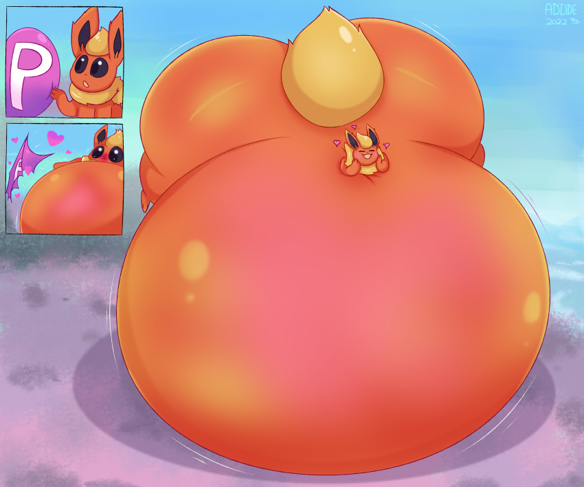 &lt;3 2022 6:5 absurd_res addde artist_name balloon_popping beach belly_blush belly_inflation big_butt big_tail blonde_hair blush blush_lines body_blush butt eeveelution eyes_closed flareon fur generation_1_pokemon grass hair hand_on_face hi_res huge_belly huge_butt huge_tail hyper hyper_butt hyper_inflation hyper_tail immobile inflation inflation_fetish motion_lines nintendo open_mouth p-balloon plant pokemon pokemon_(species) sand sea seaside sigh signature tail tail_hair water watermark yellow_body yellow_fur