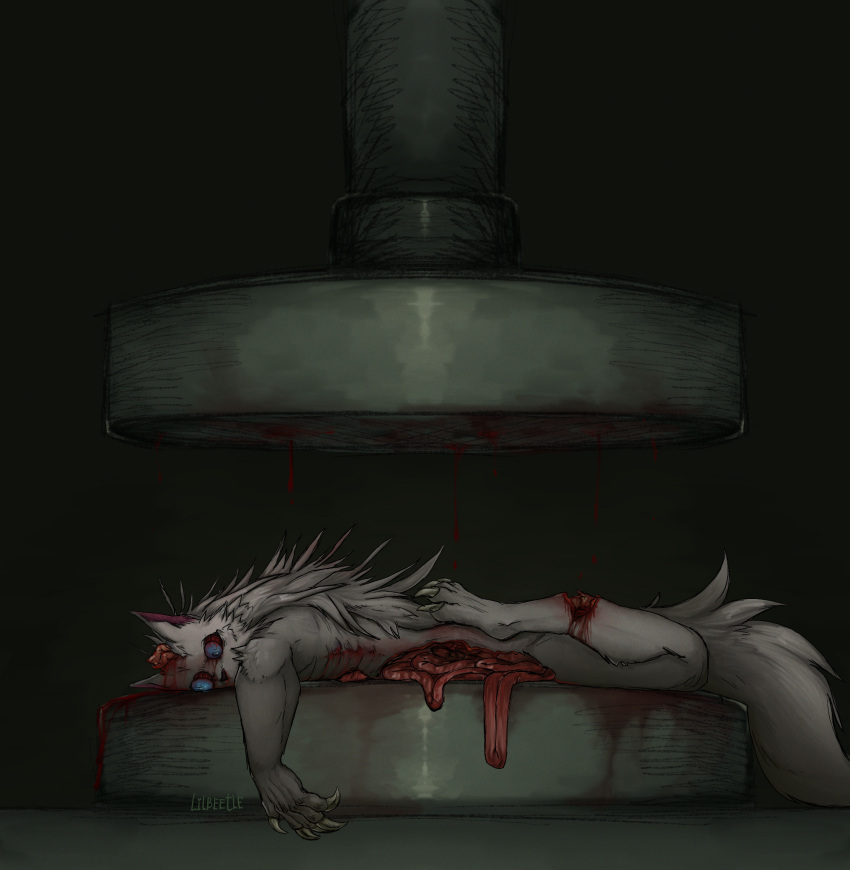 abuse anthro blood bodily_fluids brain canid canine canis corpse death flesh gore guts gutted hi_res humanoid killing lil_beetle male mammal organs snuff solo solo_focus violence were werecanid werecanine werewolf wolf