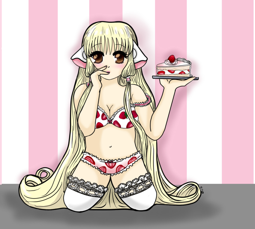 android cake chi_(chobits) clothing computer dessert female food hi_res humanoid lingerie machine persacom pyroashes robot solo strawberry_underwear