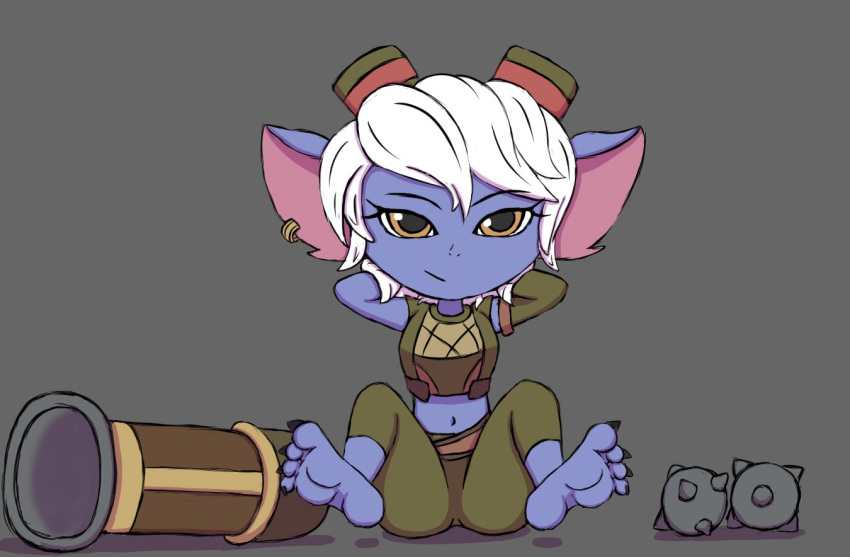 anthro female league_of_legends riot_games simple_background six343 sketch solo tristana_(lol) yordle