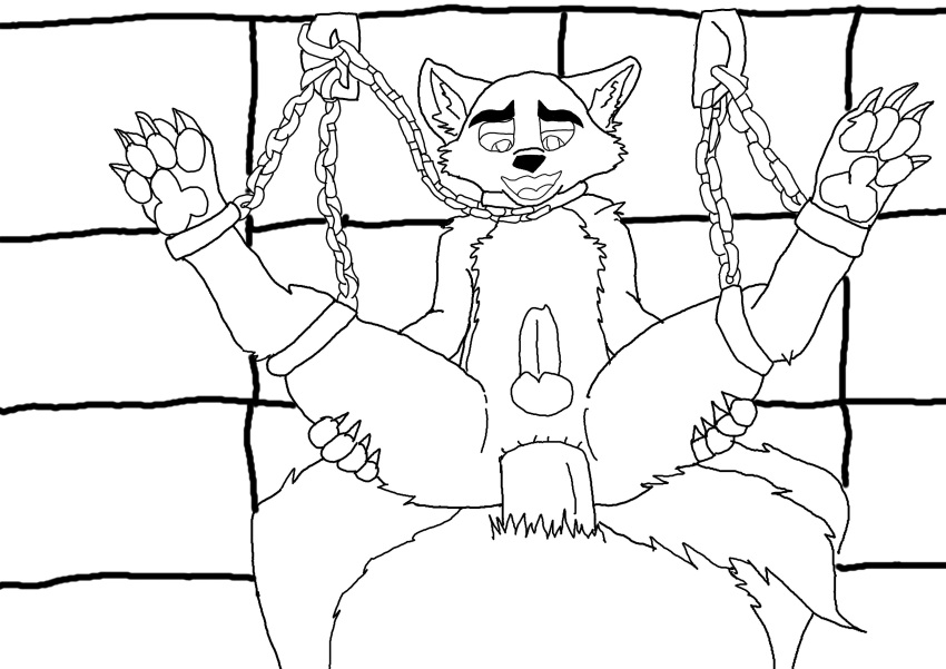 absurd_res anal anal_penetration bsdm chain chained claws fluffy fluffy_tail hi_res male male/male monochrome pawpads paws penetration size_difference sketch tail