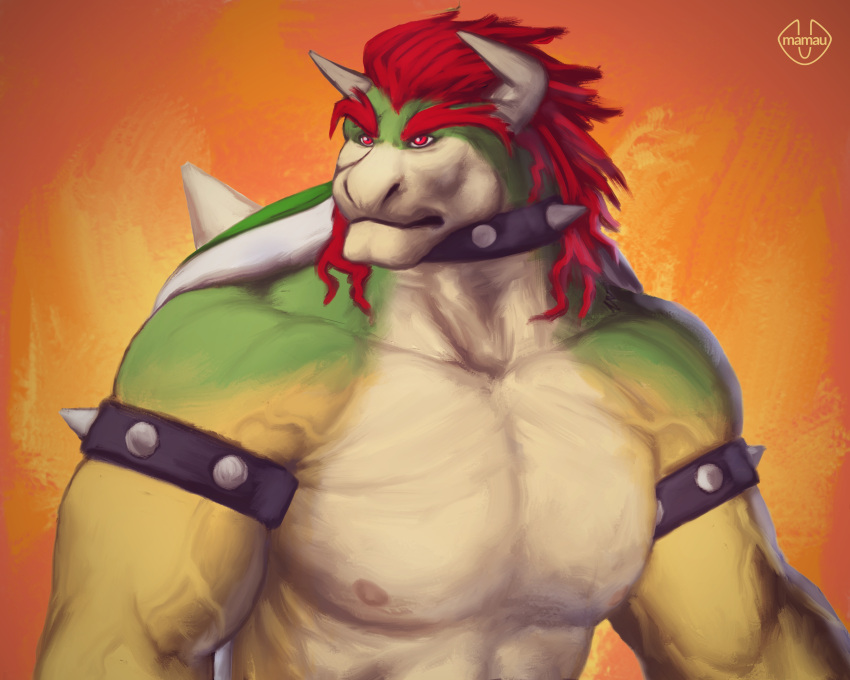 absurd_res anthro bowser bowser_day hi_res koopa male mamaubear mario_bros muscular muscular_male nintendo scalie solo