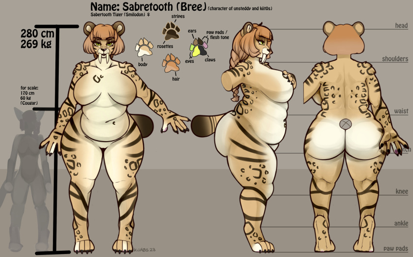 anthro bree_(kiit0s) chubby_belly chubby_female digital_media_(artwork) digitigrade furry hi_res kiit0s overweight sabertooth_feline