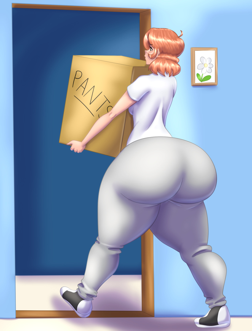 absurd_res big_butt blues64 butt butt_focus curvaceous curvy_female curvy_figure digital_drawing_(artwork) digital_media_(artwork) fan_character female female_focus hi_res huge_butt human hyper hyper_butt lily_anne mammal marauder6272 mild_hyper solo sweatpants thick_thighs voluptuous voluptuous_female wide_hips