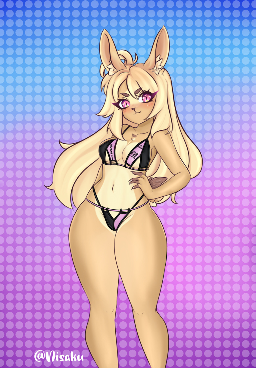 anthro bikini clothing female hi_res lagomorph leporid mammal nisaku pinup pose rabbit sfw_version suit swimwear