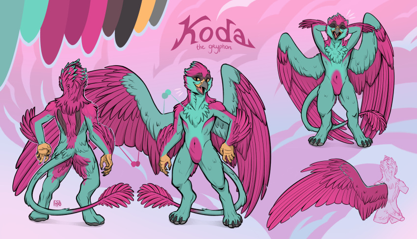 absurd_res anthro avian gryphon hi_res koda_(disambiguation) male male/male mythological_avian mythology safe_(disambiguation) solo