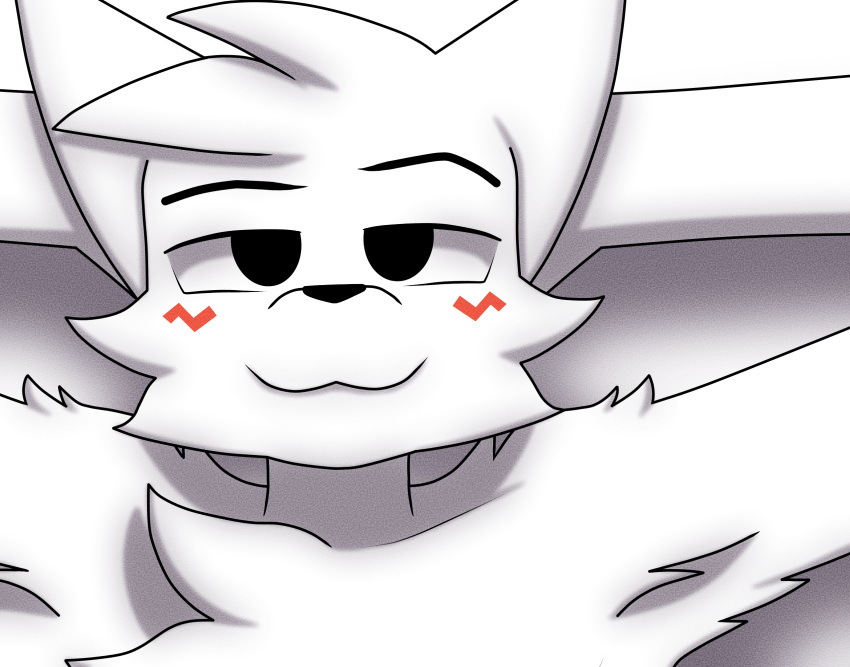 anthro blaki_raiper blush boy_kisser_(meme) cheek_tuft chest_tuft closed_smile digital_media_(artwork) domestic_cat facial_tuft felid feline felis fur hands_behind_head hi_res male mammal meme mouth_closed shoulder_tuft silly_cat_(mauzymice) smile solo text tuft white_body white_fur