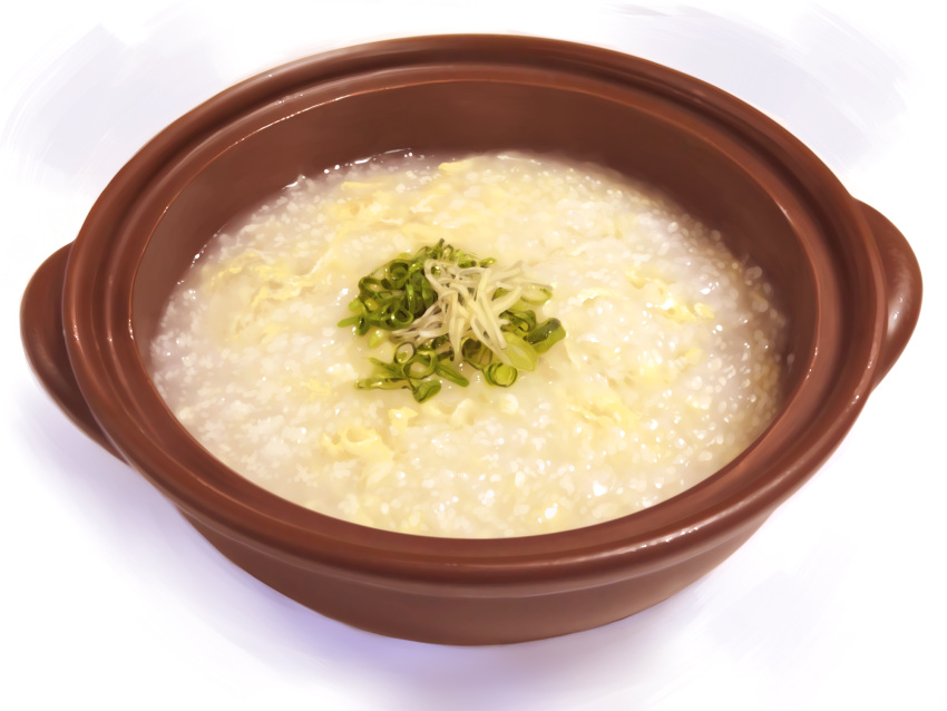 bcd bowl food food_focus highres no_humans original porridge rice_porridge shadow simple_background still_life vegetable white_background