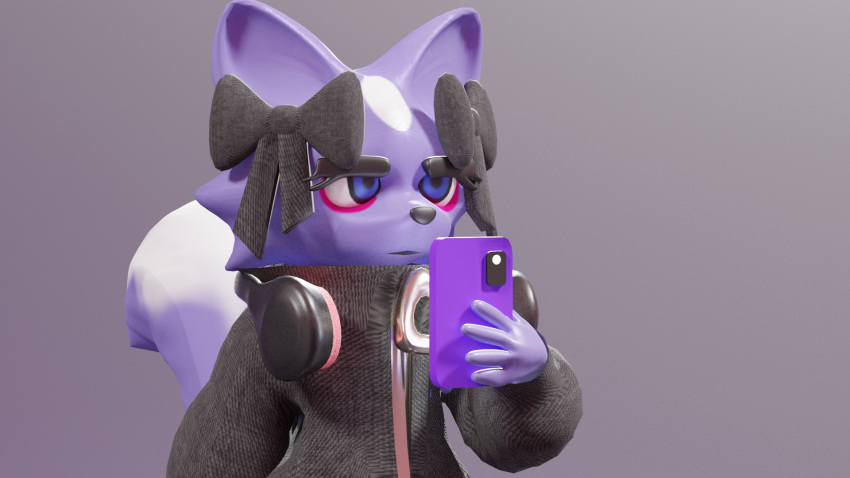 3d_(artwork) aggressive_retsuko anthro cellphone clothed clothing digital_media_(artwork) female headphones hi_res phone sanrio shikabane solo zolnix