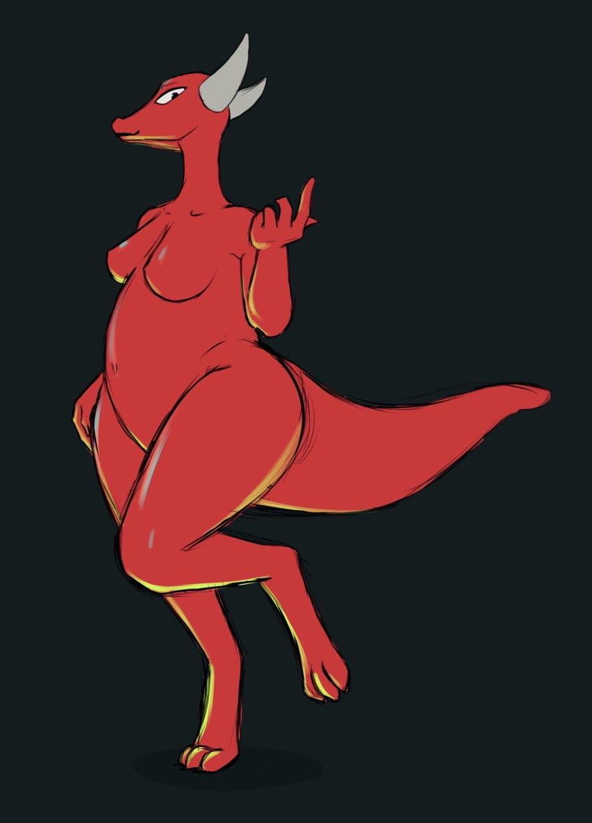 anthro belly breasts bursting dragon female hi_res horn hulaya_(nezzieplump) inflation kobold nezzieplump pinup popping pose pregnant pregnant_female scalie solo tail weight_gain