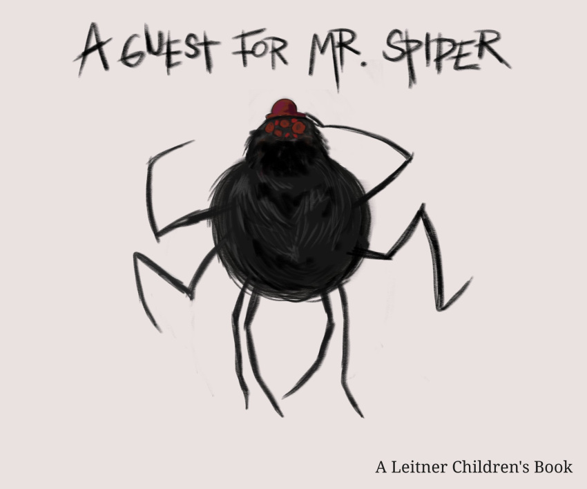 8_legs ambiguous_gender anthro arachnid arthropod black_body black_fur clothing cover english_text fur hat headgear headwear hi_res mr._spider solo spider text the_magnus_archives twistyblitzy